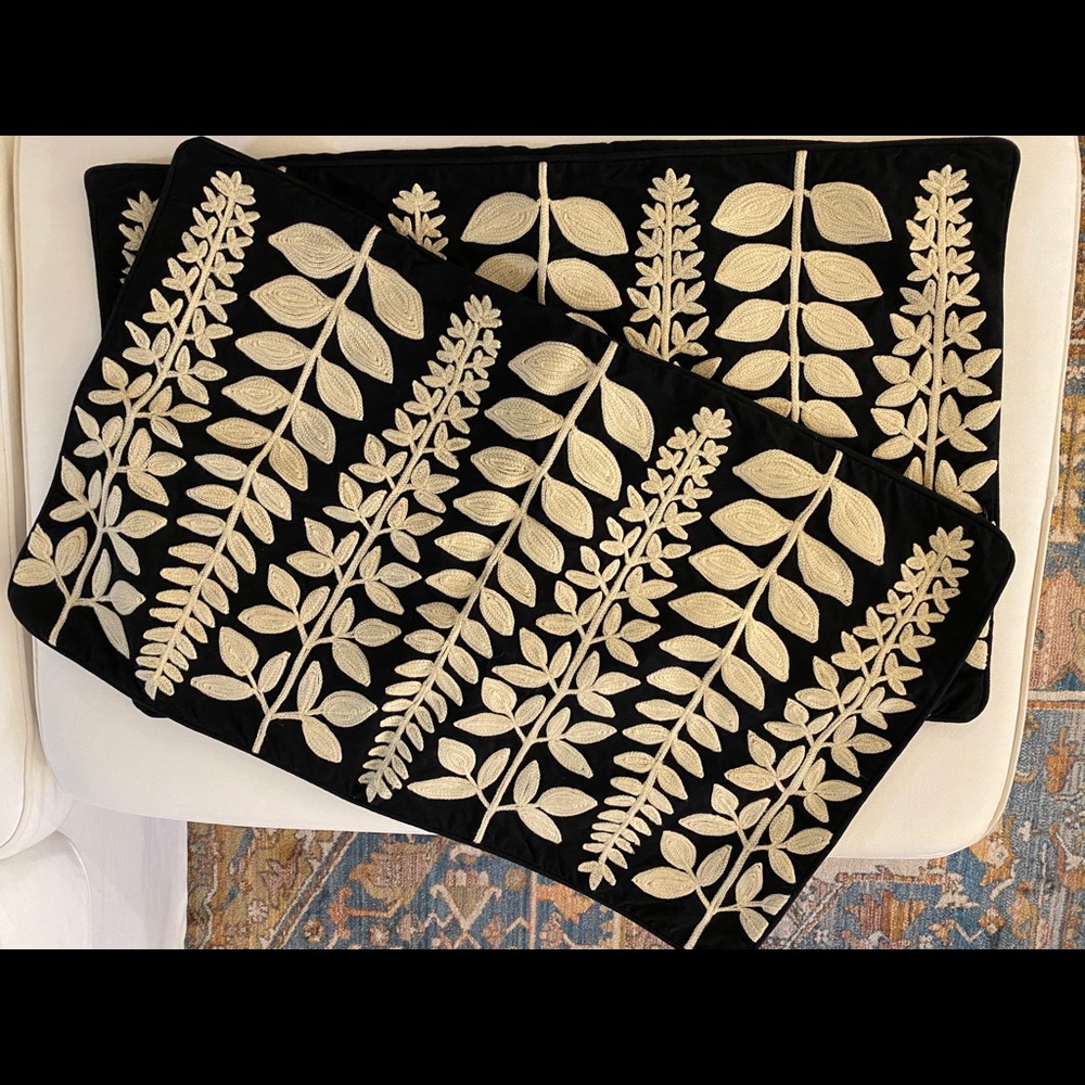 Pair of Pottery Barn Vine leaf pillows covers